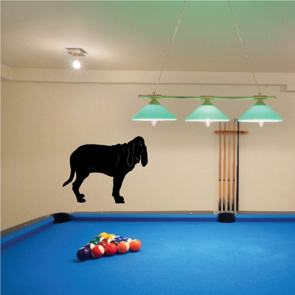 Black bloodhound silhouette wall decal, head turned looking over