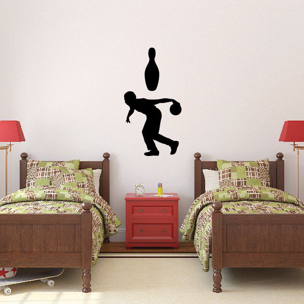 Black pinball player wall decal silhouette