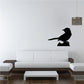Black blue jay wall decal with perched bird silhouette.
