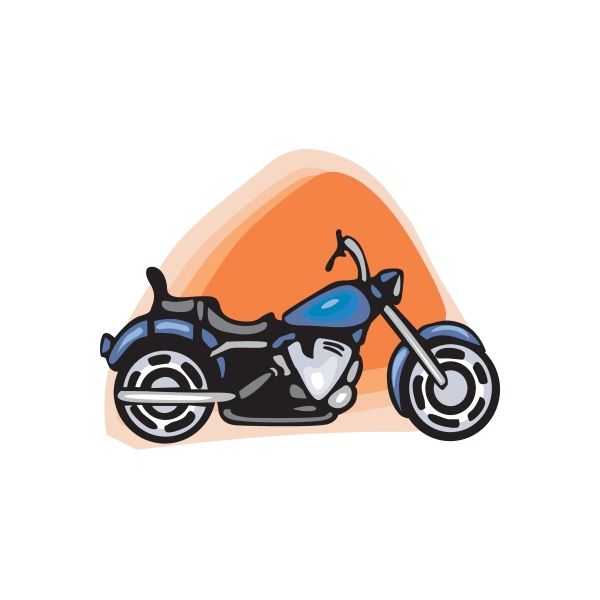 Blue motorcycle sticker on orange background