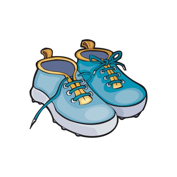 Climbing shoe sticker with pair of blue lace-up shoes