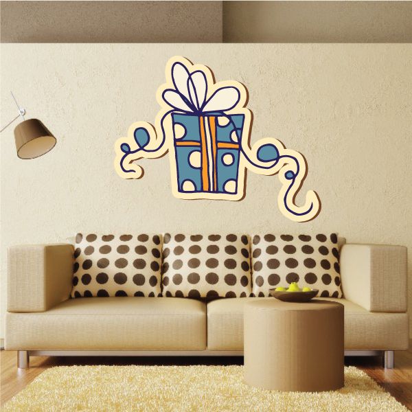 Image of Blue Polka Dot Present Sticker