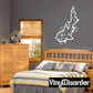 Shark and bubbles wall decal with white outline, playful ocean theme