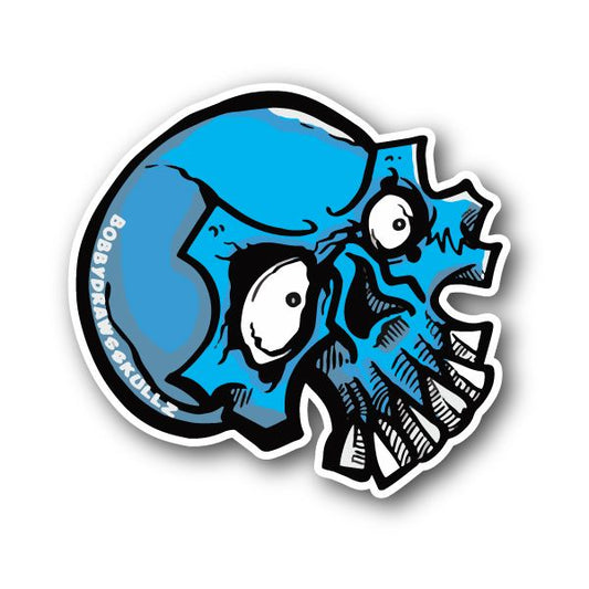 Image of Blue Skull With Eyes and Teeth Vinyl Sticker