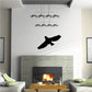 Soaring bird wall decal, black flying upward silhouette