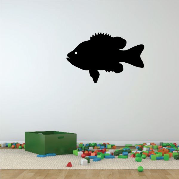 Bluegill fish decal, black fish silhouette with spiny dorsal fin