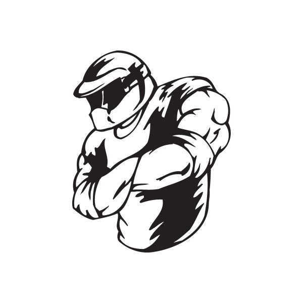 BMX bike wall decal showing black-and-white helmeted rider holding handlebars