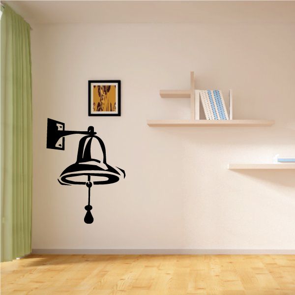 Boat bell decal sticker showing a black hanging bell with rope and knob