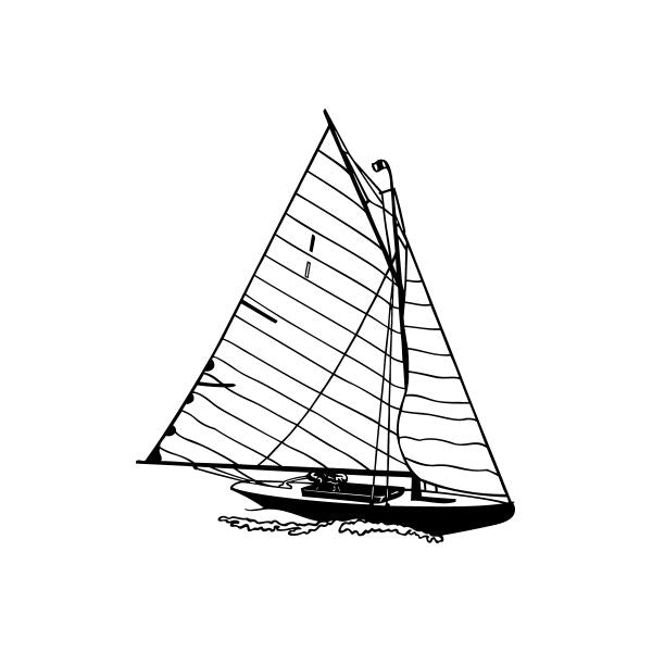Sailboat vinyl decal sticker with black sail and hull silhouette