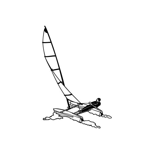 Black sailboat vinyl window decal sticker with sail and hull line art