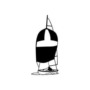 Sailboat vinyl window decal sticker, black and white boat silhouette