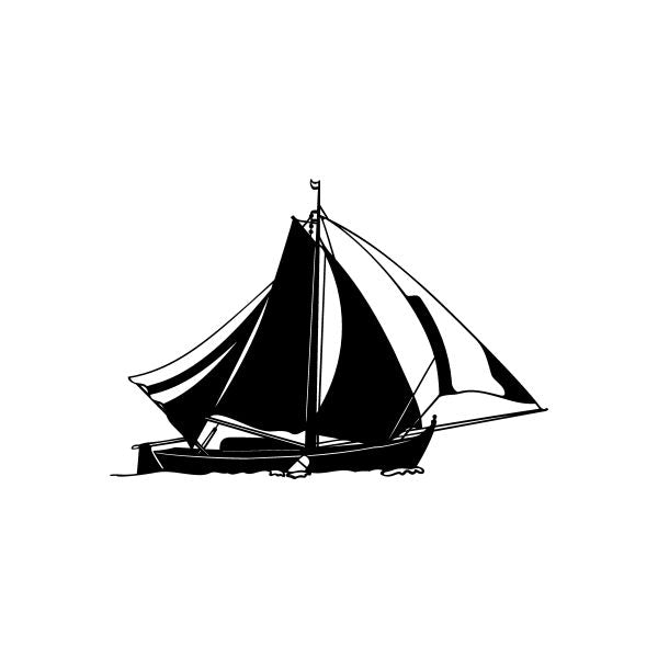 Sailboat vinyl window decal sticker, black sail silhouette on white