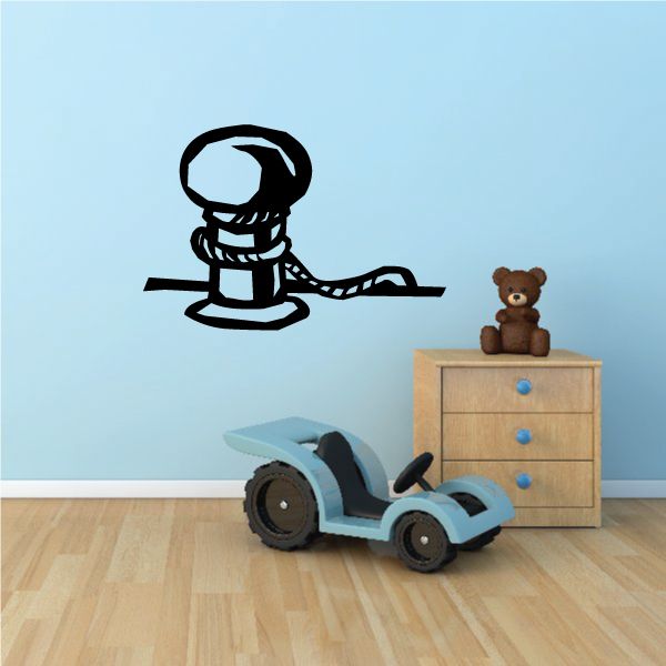 Boat cleat wall decal with black rope and cleat icon