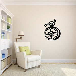 Boat compass decal with circular compass rose and anchor icon in black
