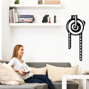 Decorative wall pulley with rope, black metal style and hanging hook