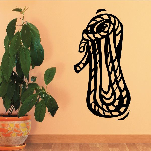 Black anchor-shaped boat rope decal with intertwined rope line detailing