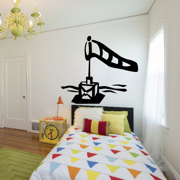 Boat wind sock decal featuring a black windsock on a stand, wall-mount graphic