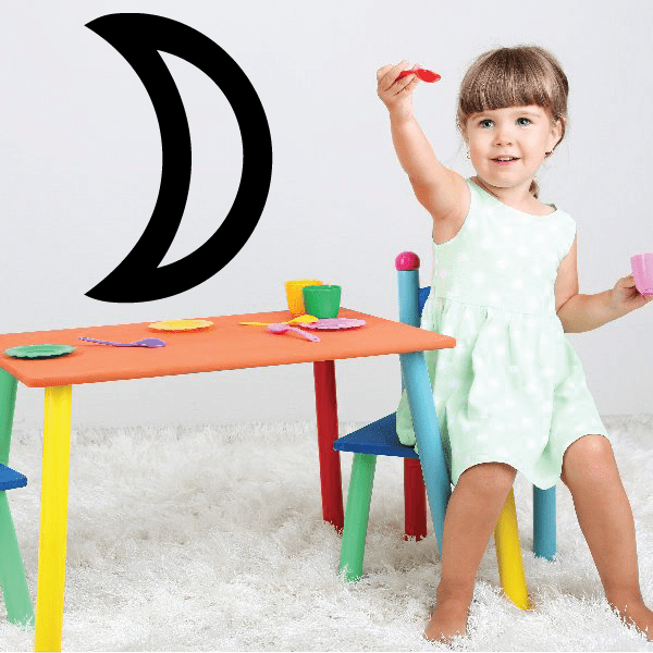 Bold crescent moon wall decal, black