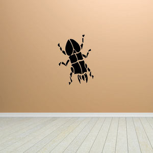 Horned beetle downward decal, black silhouette