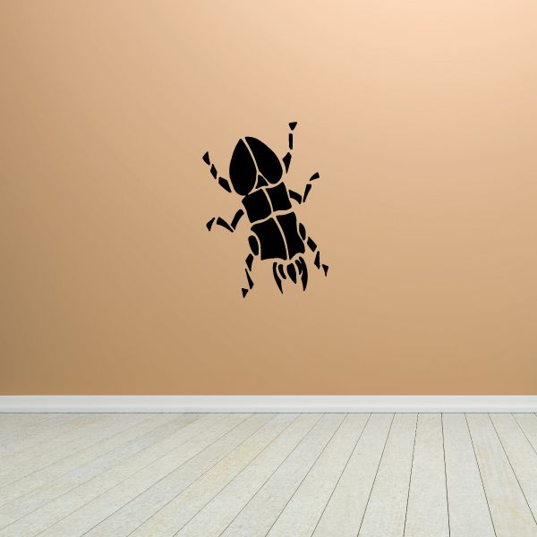 Horned beetle downward decal, black silhouette