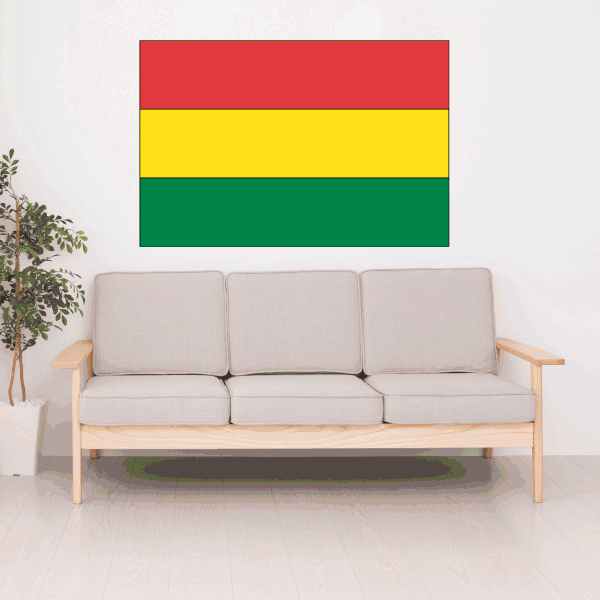 Bolivia flag sticker with horizontal red, yellow, and green stripes