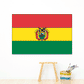 Bolivia flag sticker, rectangular with red, yellow, green stripes and center coat of arms
