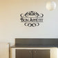 Wall decal reading “Bon Appétit” with ornate black scroll flourishes