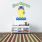 Bon Voyage die-cut decal with lighthouse, anchor, sailboat and wave graphic