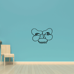 Masquerade mask decal with stylized bone skull and ribbon bow outline