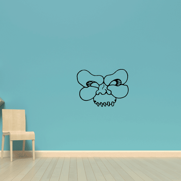 Masquerade mask decal with stylized bone skull and ribbon bow outline