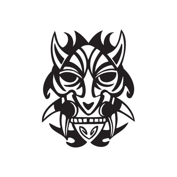 Bone Tiki decal, black tiki skull face with tribal patterns