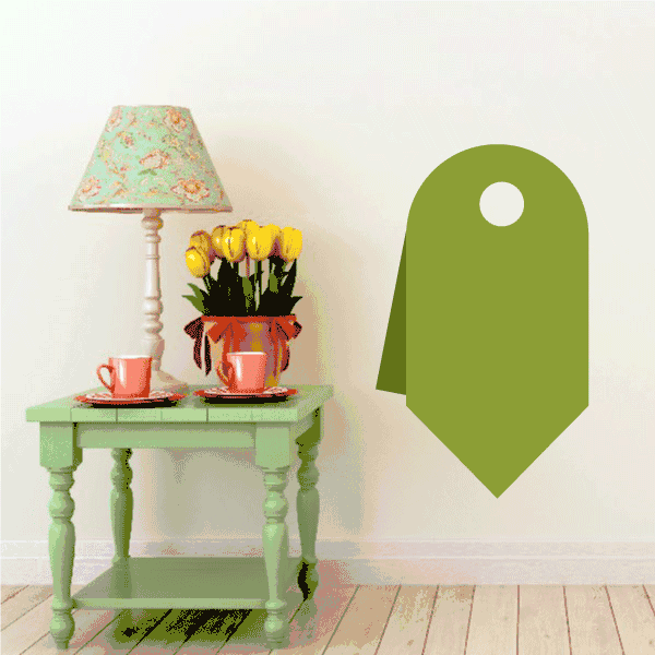 Green hanging tag wall decal in vinyl