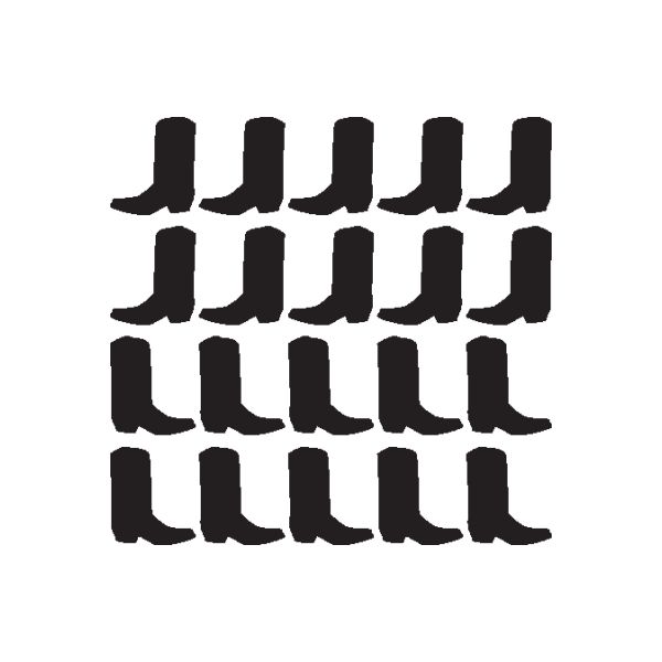 Vinyl fingernail decals with black boot shapes, set of nail stickers