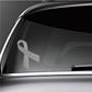 Awareness ribbon vinyl sticker, small white design on car window