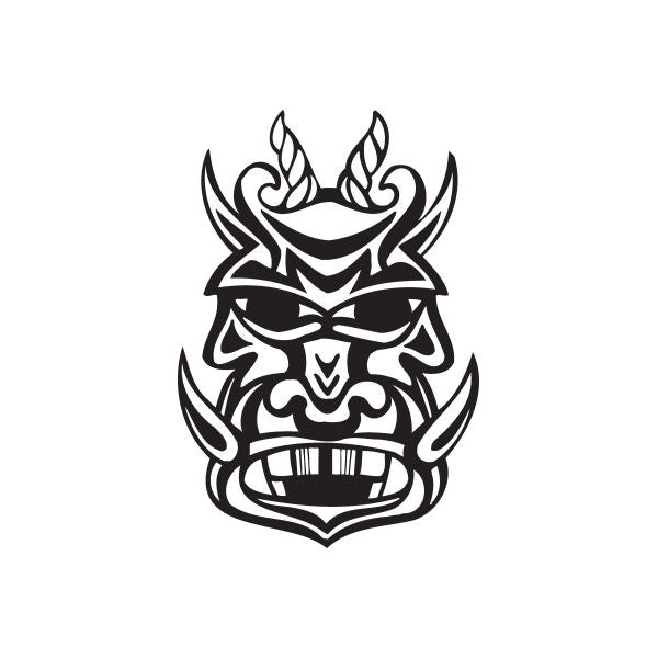Bored tiki decal sticker with black tribal mask face