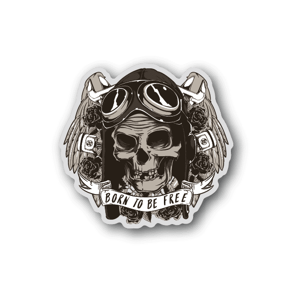 Image of Born to be Free Biker Skull Sticker