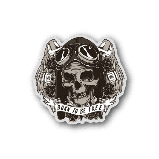 Image of Born to be Free Biker Skull Sticker