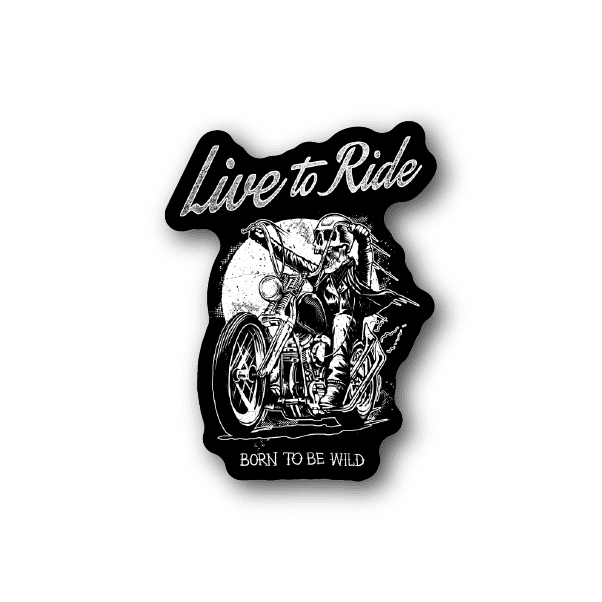 Image of Born to be Wild Motorcycle Skeleton Sticker