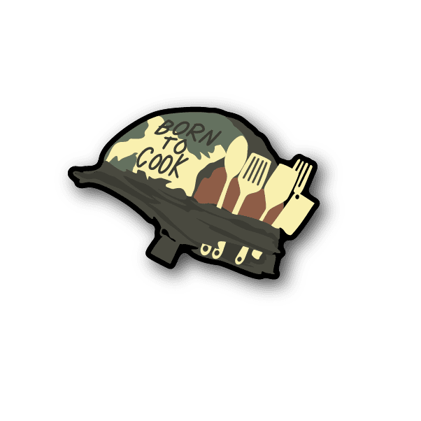 Image of Born to Cook Soldier Helmet Sticker