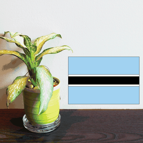 Rectangular Botswana flag sticker with light blue and black horizontal stripes