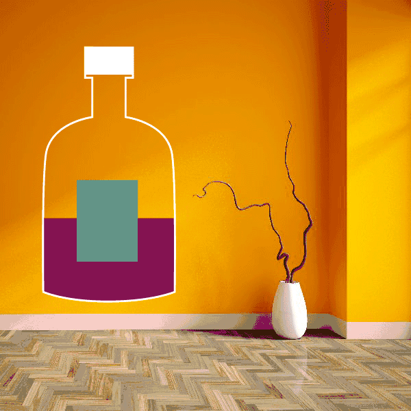 Purple juice bottle decal with purple base and green label block