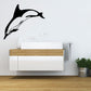 Bottlenose dolphin diving wall decal, black and white silhouette.