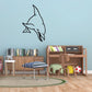 Swimming bottlenose dolphin front decal, black outline with white belly.