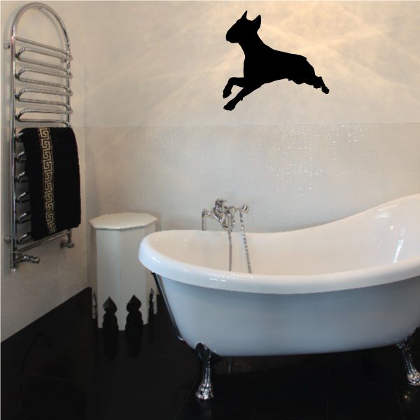 Black bull terrier bounding silhouette wall decal