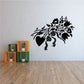 Floral bouquet wall decal with ribbon design in black and white