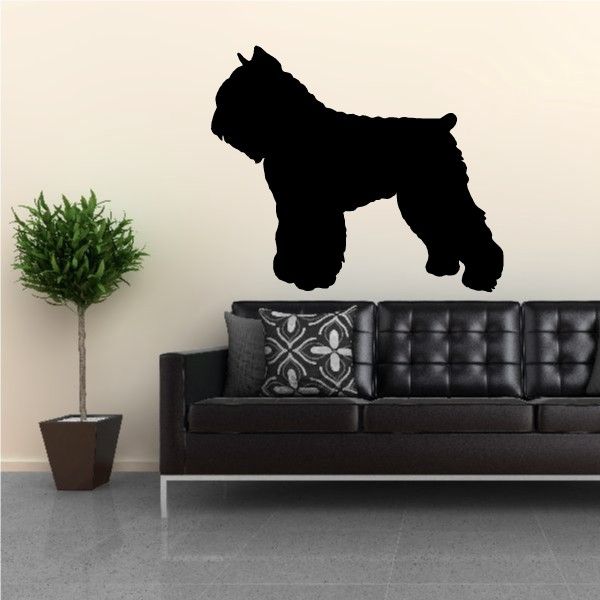 Bouvier des Flandres dog wall decal, black silhouette standing