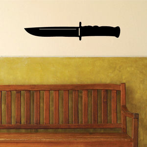 Bowie knife decal, black long blade with crossguard and handle silhouette
