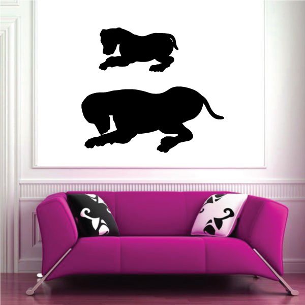 Black dachshund silhouette decal set with two bowing dog figures