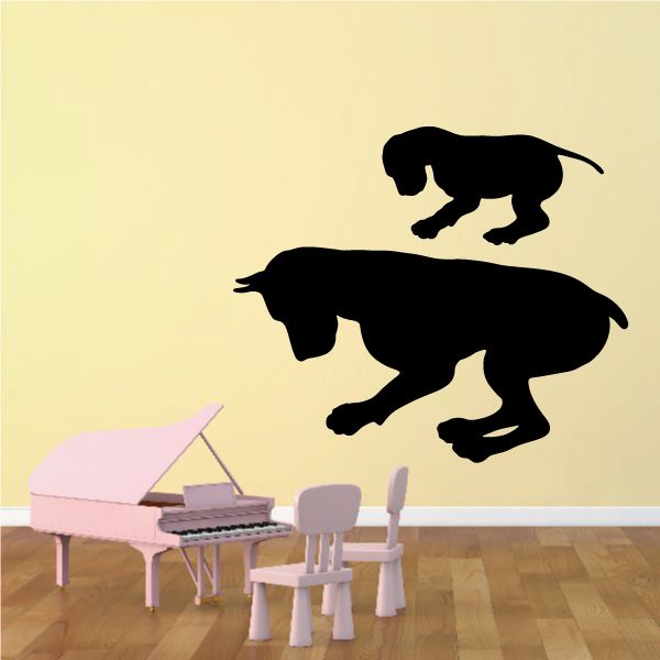 Black dog bowing guard decal with two dog silhouettes
