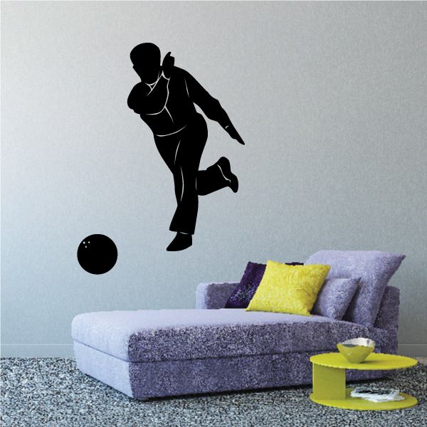 Image of Bowling Player Throwing Ball Decal